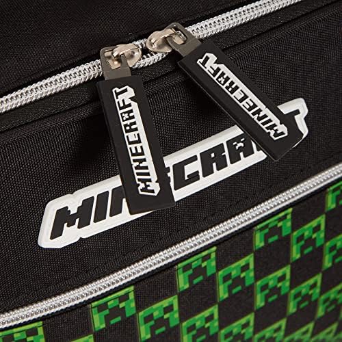 Minecraft Lunch Bag with Front Zip Pocket Removable Shoulder Strap Adults Kids Creeper Gamer School Insulated Luchbox