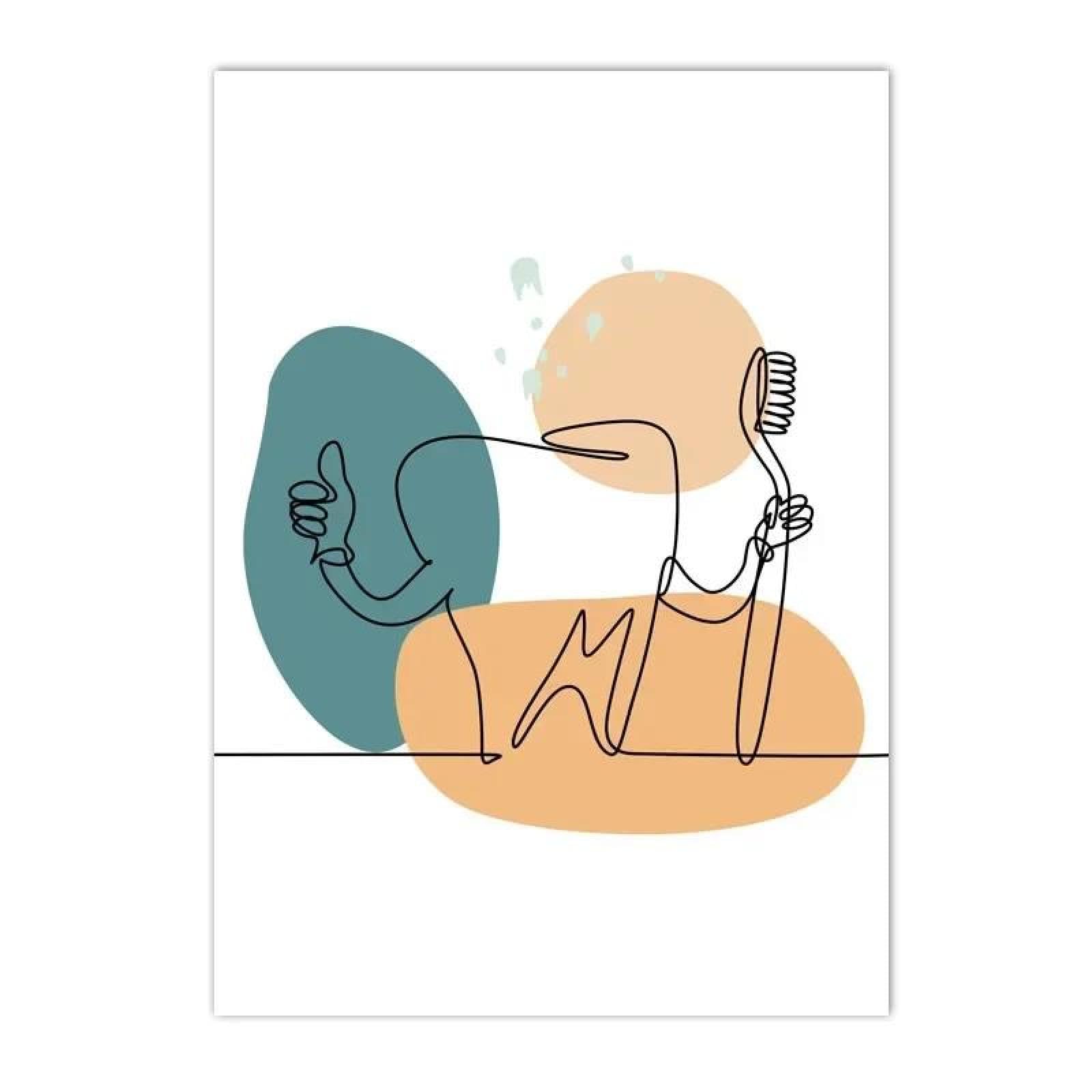 Baibexing Abstract Color Block Teeth Line Oral Health Dentist Tools Poster Prints Wall Art Canvas Painting Picture Clinic Office Home Decor A6 60X90Cm Unframed