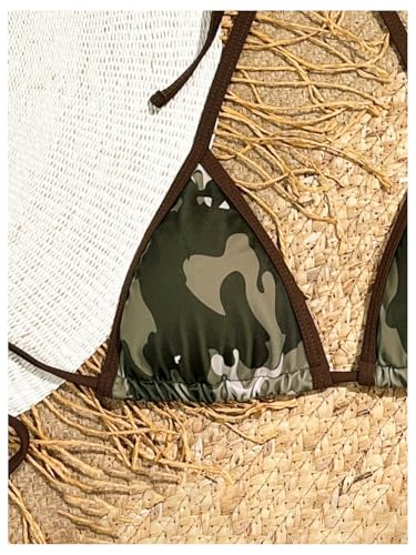 WDIRARA Women's Camo Print Triangle Bikini Tops Halter Sexy String Swim Top Camo3