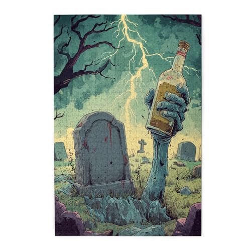 MA6GE8DE Creepy Cemetery Mystery,1000 Pieces Adult Wooden Puzzle，Use Your Imagination