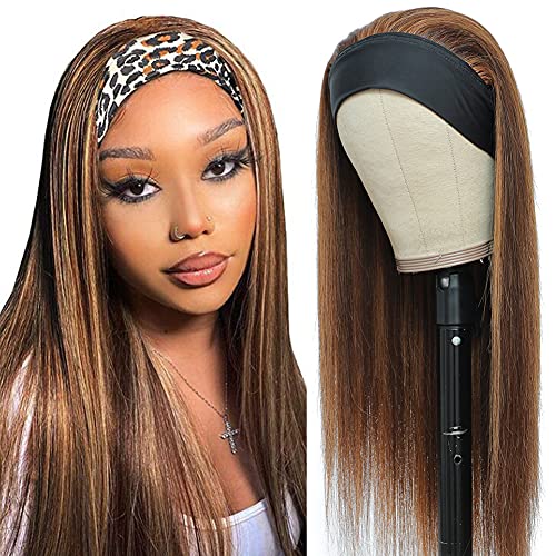 Haarreif-Perücke, Echthaar, glatt, für schwarze Frauen Cover