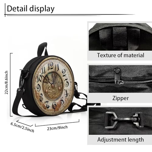 Image of Women Novelty Round Clock Shape Zippered Clock Purses for Women Tote Handbag Shoulder Bag, Gift for Mom Girlfriend