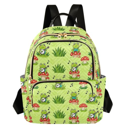 Mochila para mujer Cottagecore cute frog pequeña con bolsillos grandes casual