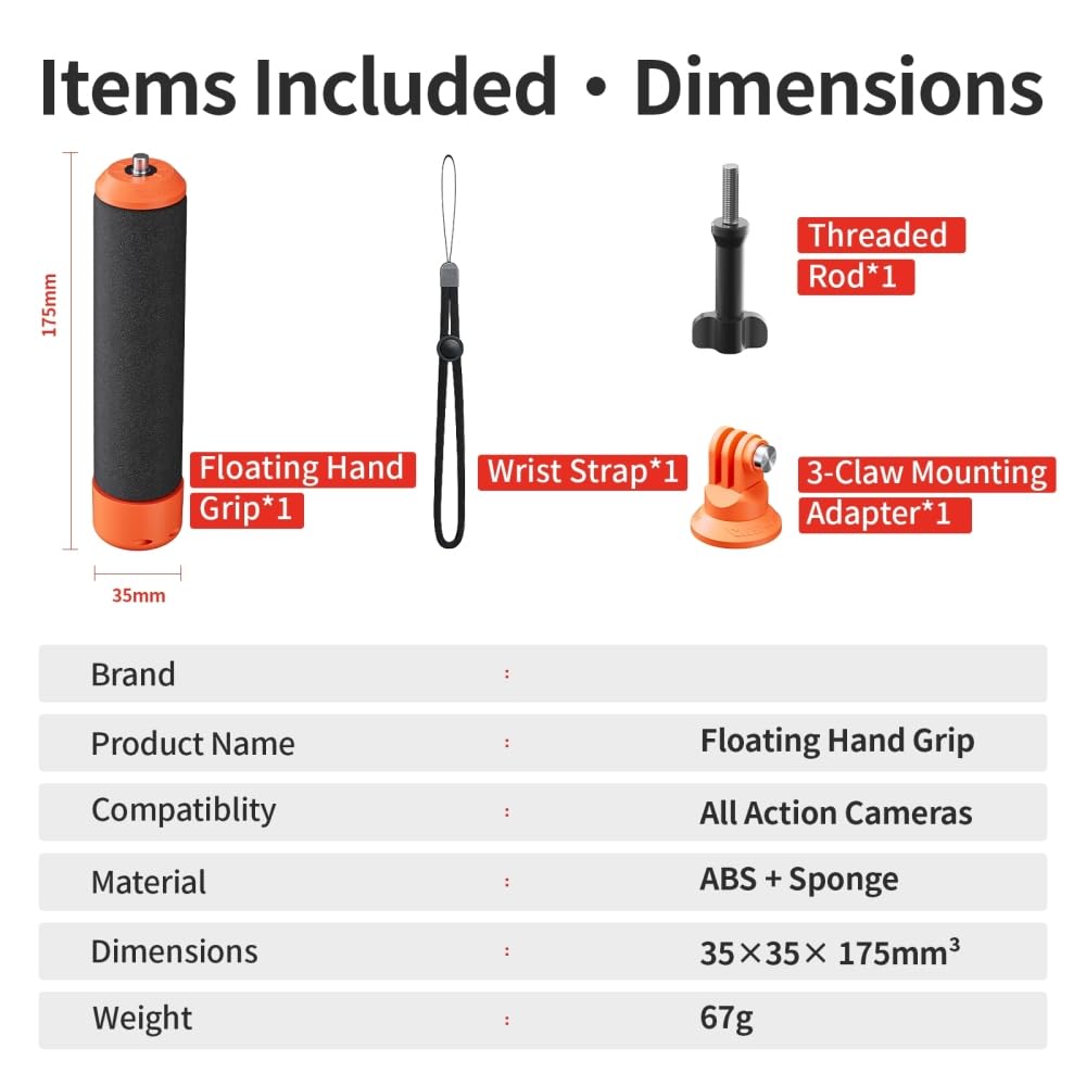 Poignée anti-coulée universelle pour caméra de sport INSTA 360 X5 X4 Ace Pro 2 Barre de flottabilité pour DJI Osmo Action 5 4 et autres caméras de sport