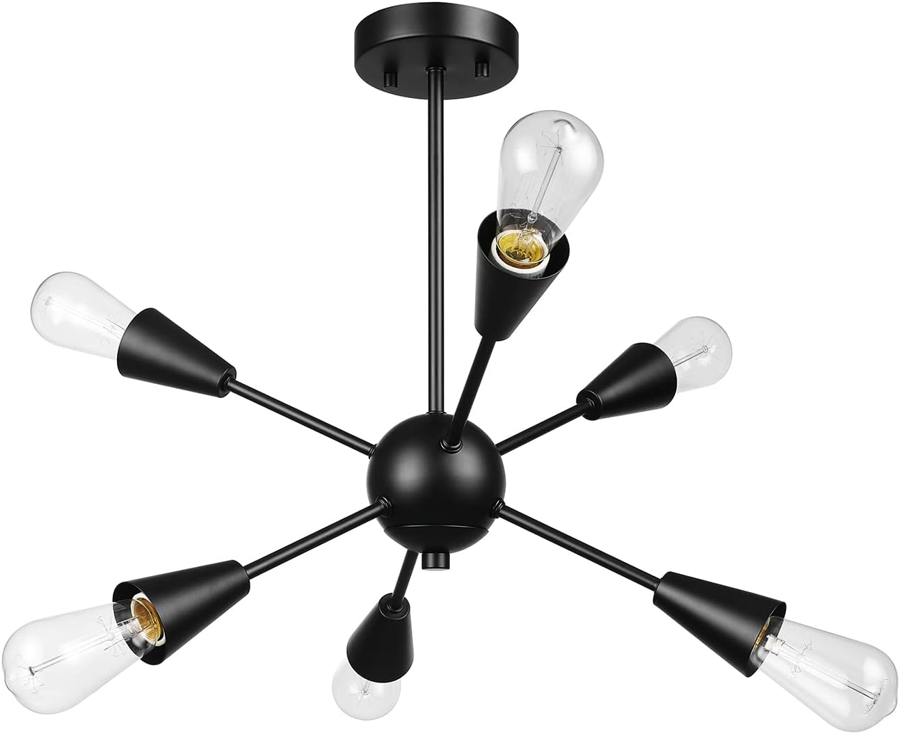 GLOBE Electric 61121 Emmanuelle 6-Light Semi-Flush Mount Ceiling Light, Matte Black