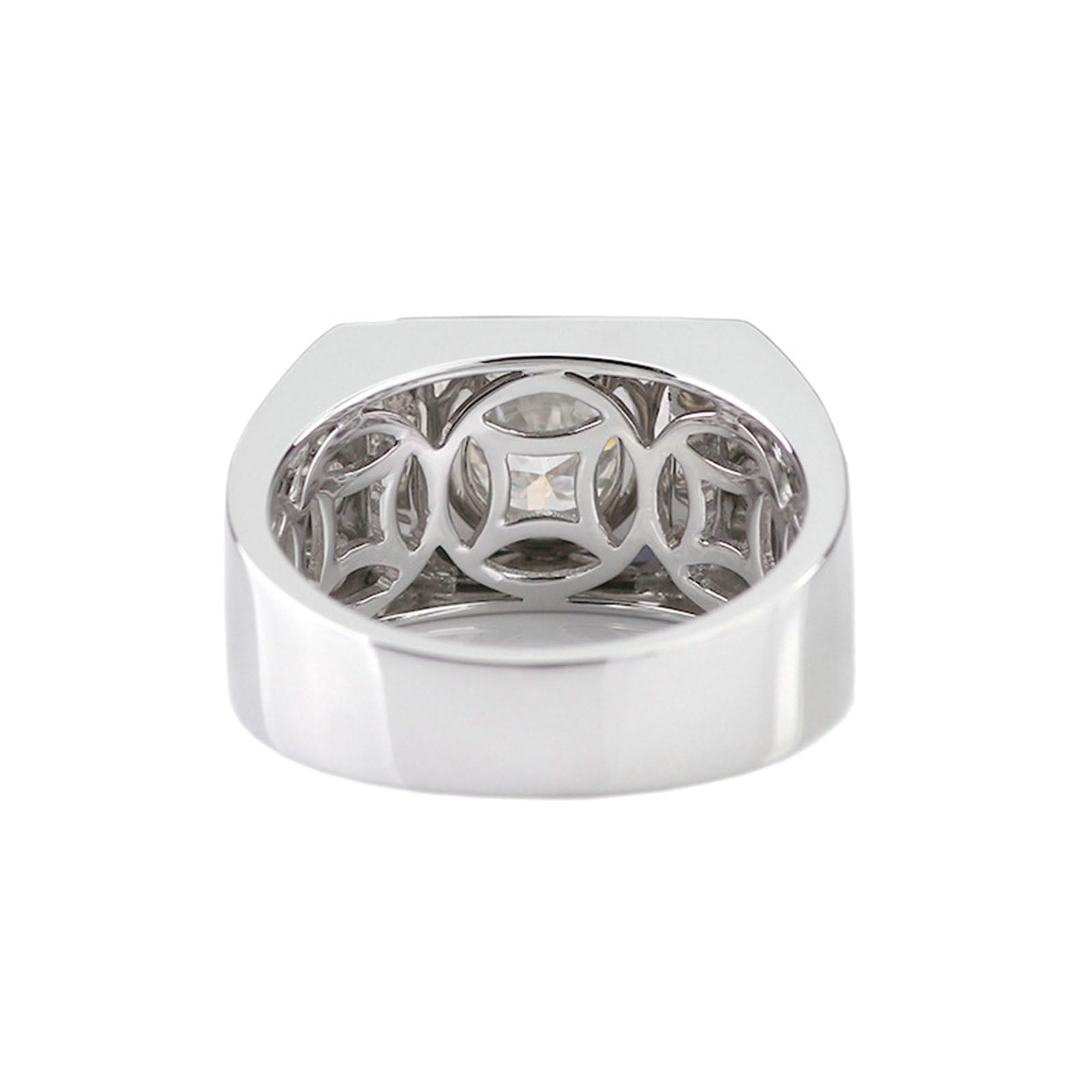 Promise Anillo para hombre, anillo de lujo con moissanite redondo de 1/2/3 ct, oro blanco