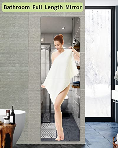 Bedroom Mirrors For Wall Mirror Full Length Mirror,Unbreakable Full Body Mirror Long,12 "X12" X4 Pack,Over The Door Mirror,Acrylic Large Mirror Wall Stickers Tiles,Espejos Para Dormitorio,Decor Gym #TOP4