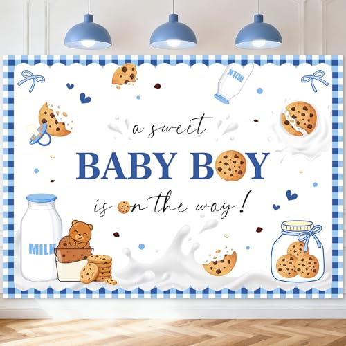 Mocsicka Milk Cookie A Sweet Baby Boy is On The Way Backdrop 7x5ft
