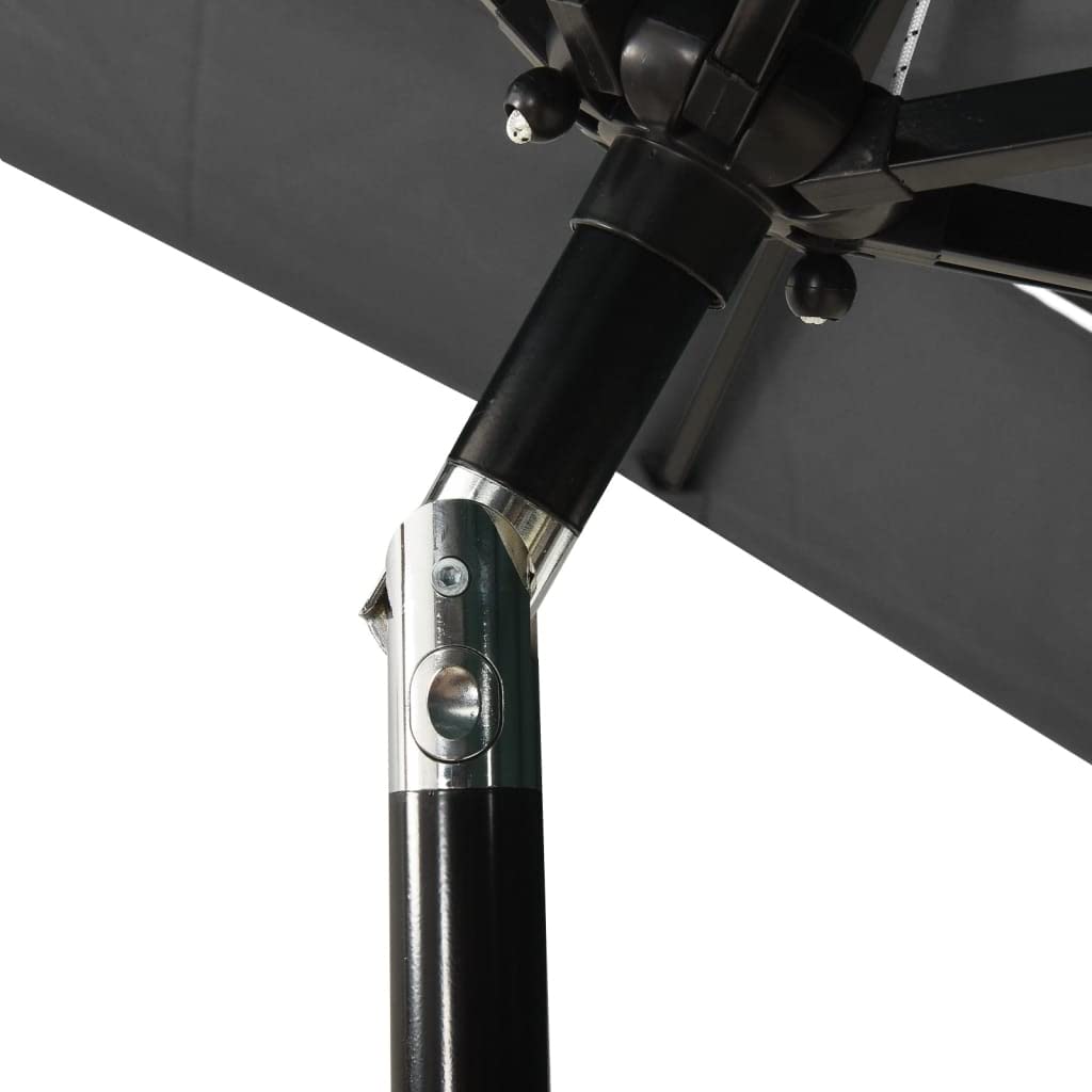 Parasol przeciwsłoneczny z aluminiowym masztem, 3-warstwowy, antracytowy, 2 x 2 m, odporny na działanie promieni UV, zginany i przechylany, z korbą, odporny na warunki atmosferyczne