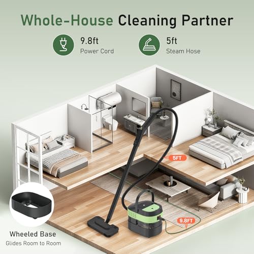 Image of 14 IN 1 Steam Mop Cleaner, 1.6L Detachable Handheld Steam Cleaner with 37 Accessories, 2500W Multipurpose Steamer Cleaning for Home,Floors,Tile,Grout,Upholstery,Carpet,Car,15S Fast Heat-Up