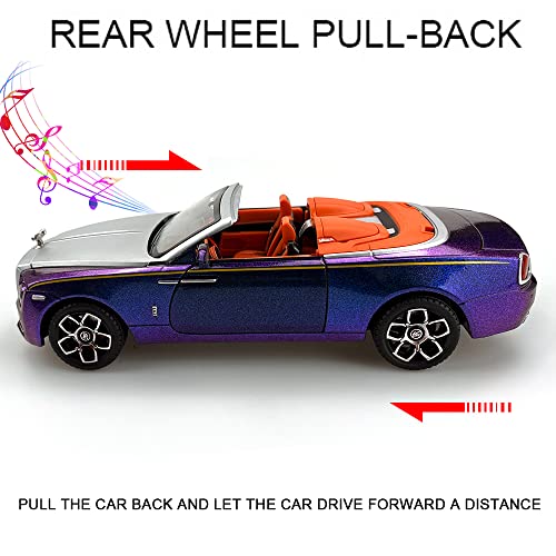 Erock New Version -Exquisite Car Model 1/24 Rolls-Royce Dawn Model Car,Zinc Alloy Pull Back Toy Car With Sound And Light For Adults And Children Gift. (Purple) #TOP4