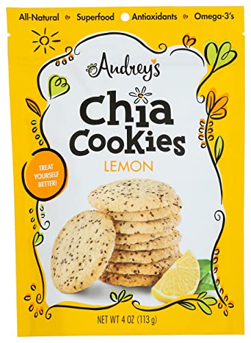 Audrey's Chia Cookies, Lemon, All-Natural, Superfood, Antioxidants, Omega 3's, 4 Ounce (Pack of 6)