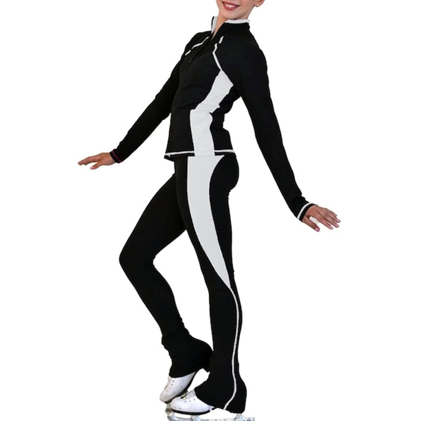 Eiskunstlauf Hosen Training Tragen Eiskunstlauf Trainingshose mit Jacken Set Bequem Warm Skating Leggings Eiskunstlaufhose für Damen