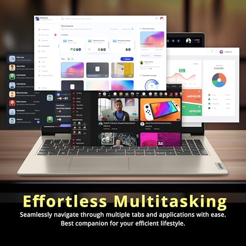 Image of Lenovo IdeaPad 1 15.6 inch HD Laptop, Intel Celeron N4500, 12GB RAM, 512GB SSD+128GB eMMC, Intel UHD Graphics, Copilot, Number Pad, Webcam, 1 Year Office 365, Windows 11, Sand, 160GB Docking Station Set