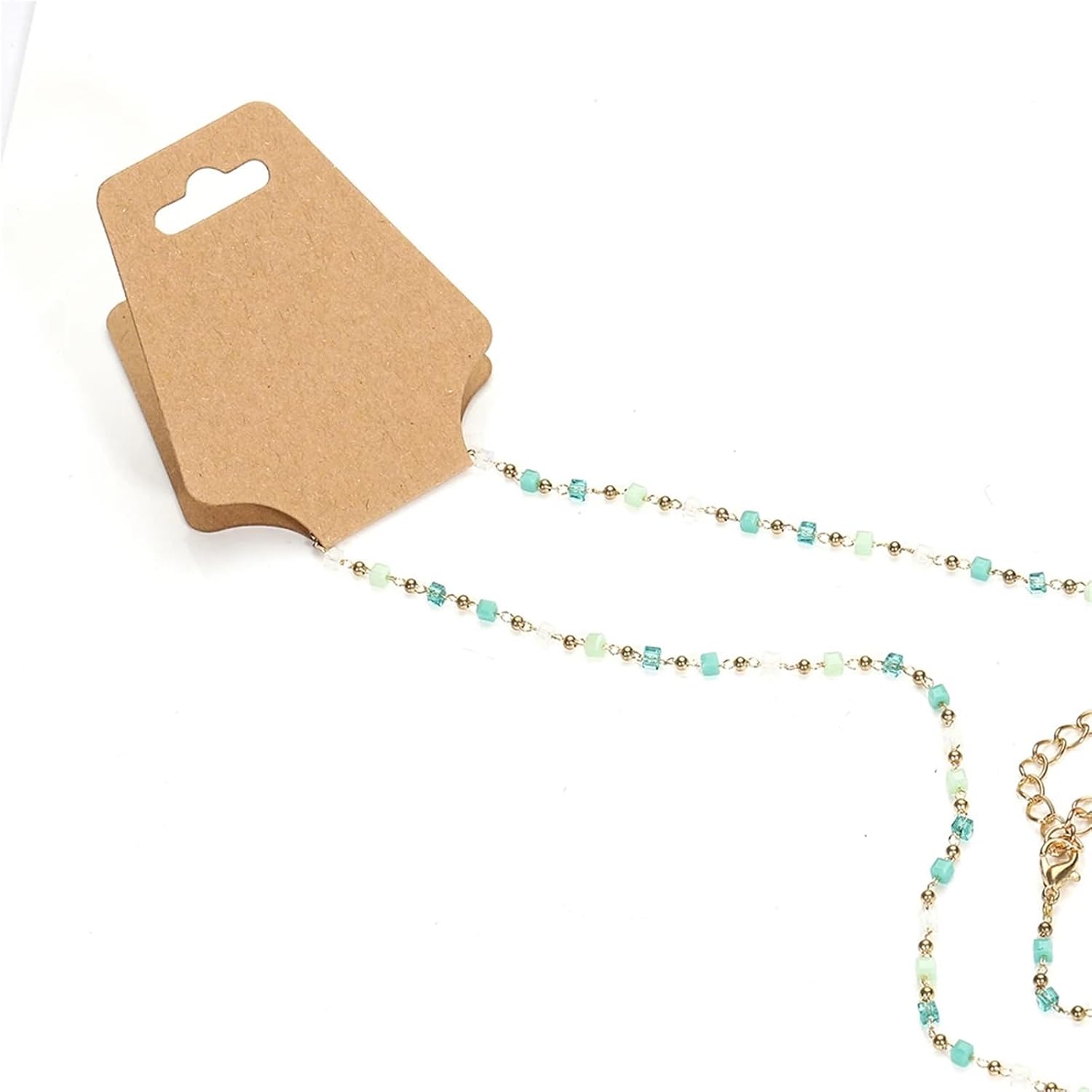 Bracelet Holder 500pc 12x5cm Foldable Display Cards Necklace Bracelet Paper Card for DIY Jewelry Retail Cardboard Packaging(Kraft)