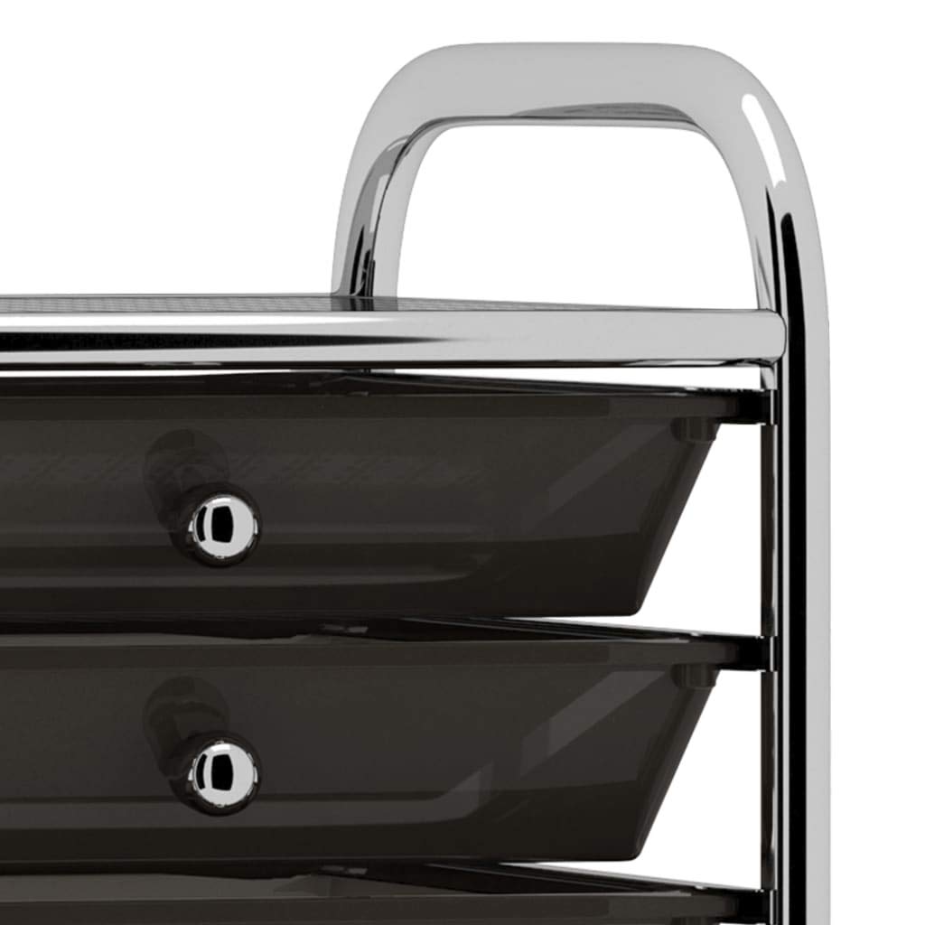 Carrello con 10 cassetti in plastica nera, telaio in plastica, 32 x 36,5 x 90 cm, 4 ruote girevoli, carrello mobile per ufficio, garage, magazzino, giardino, ausilio per il trasporto