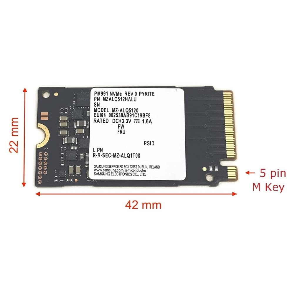 NVME SAMSUNG SSD 512GB PM9C1a M.2 2242 42mm NVMe PCIe Gen3 x4