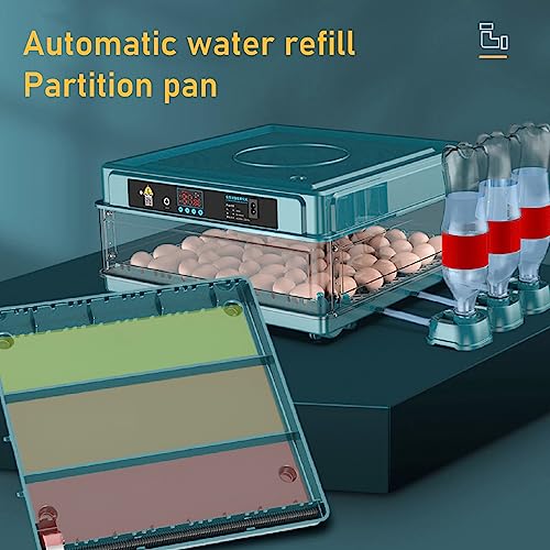 Inkubator, Vollautomatischer Hühnereier-Inkubator, 9–35 Eier, Inkubator mit Effizienter LED-Beleuchtung, Brutmaschine für Hühner, Gänse, Enten, Tauben, Wachteln, Vögel (EU-Stecker 220 V 64 Eier)