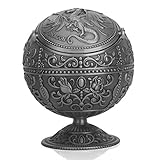 K COOL Pterosaur Windproof Ashtray with Flip Lid for Cigarette Metal Smoking Ash tray Indoor Outdoor, Rose Pattern Classy Gift for Women Men(Pewter)