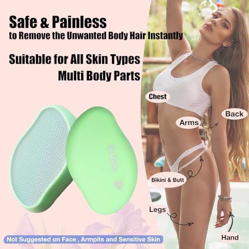 Image of Crystal Hair Eraser Glass Hair Removal Hair Remover(Grass Green) | Epilator Premium Painless Nano Exfoliation for Women,Natural Gentle and Efficient Shaver Trimmer on Leg Arm