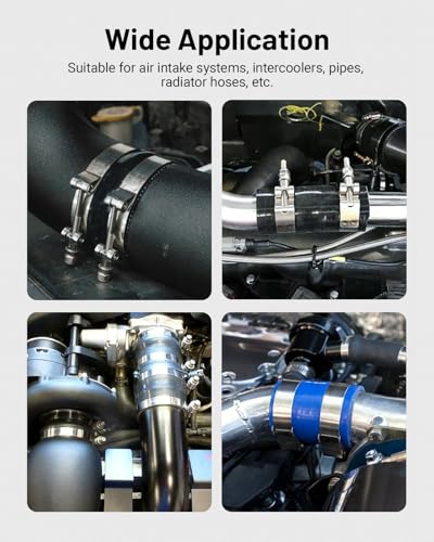 Image of EVIL ENERGY 3.75 Inch T-Bolt Hose Clamps, Stainless Steel 304 Turbo Intake Clamps, 95-103mm Adjustable Range for 3-3 /4 inch Hose ID, Intercooler Radiator Pipe Clamps for Silicone Coolant Hoses, 4PCS