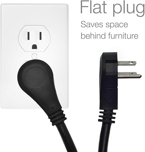 Miniatura 4 de Digital Energy Regleta de protección contra sobretensiones de 6 salidas con cable de extensión de 15 pies de largo, negro, enchufe plano,
