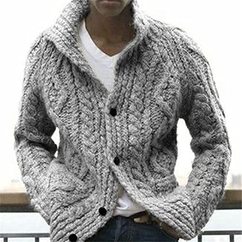 Kaxiya2021 Men's Cable Knit Cardigan Shawl Collar Loose Button Down Sweater Winter Chunky Thermal Long Sleeve Solid Knitwear2