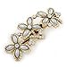 Produktbild Vintage inspiriert Dreifach Blume Kristall, Faux Pearl Haar Schnabel Clip/Concord Clip in Antik Gold Tone  70 mm L