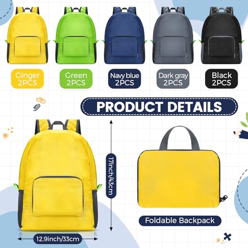 Image of Sherr 10 Pack 17 inch Classic Backpacks in Bulk Foldable Lightweight Back Packs Basic Classic bags for Travel (Popular Colors)