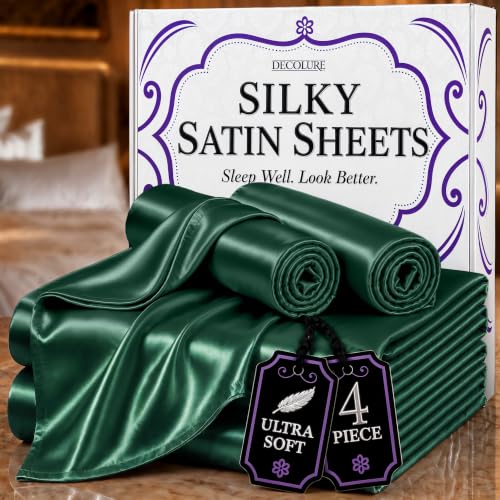 Image of DECOLURE Satin Sheets Full Size | Softer Than Silk | Luxury 4 Pc Bed Set