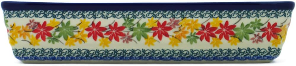 Polmedia Polish Pottery Rectangular Baker - Fall Vibes Pattern Handmade in Boleslawiec Poland by Ceramika Artystyczna + Certificate of Authenticity