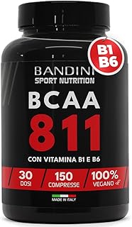 Bandini® AMINOACIDI RAMIFICATI BCAA 8 1 1 | 150 Compresse Amminoacidi Fermentati con Vitamina B1 e B6 | 8.1.1 con Leucina, Isoleucina, Valina | Intra Pre Post Workout | Per Palestra | 8:1:1 100% Vegan