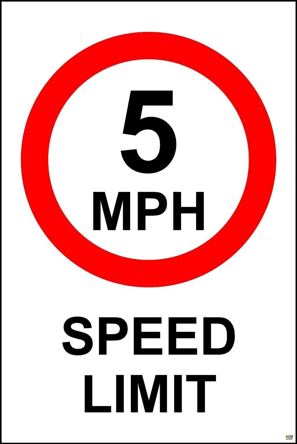 5 MPH Speed Limit Safety Sign - 1.2mm Rigid Plastic 600mm x 400mm Case (Pack of 5)