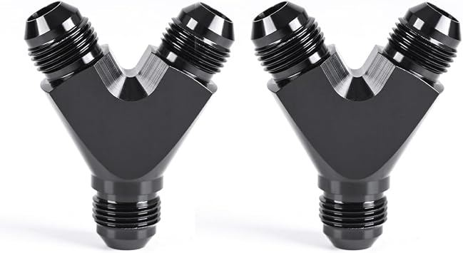 2Pcs 6AN to 1/8 NPT Male Hose Fitting Adapter, Universal Aluminum Flare Male 6AN to 1/8 NPT Fuel Oil Line Pipe Connector Black Anodized Hose Tube Adaptors Fitting Pressure AN8