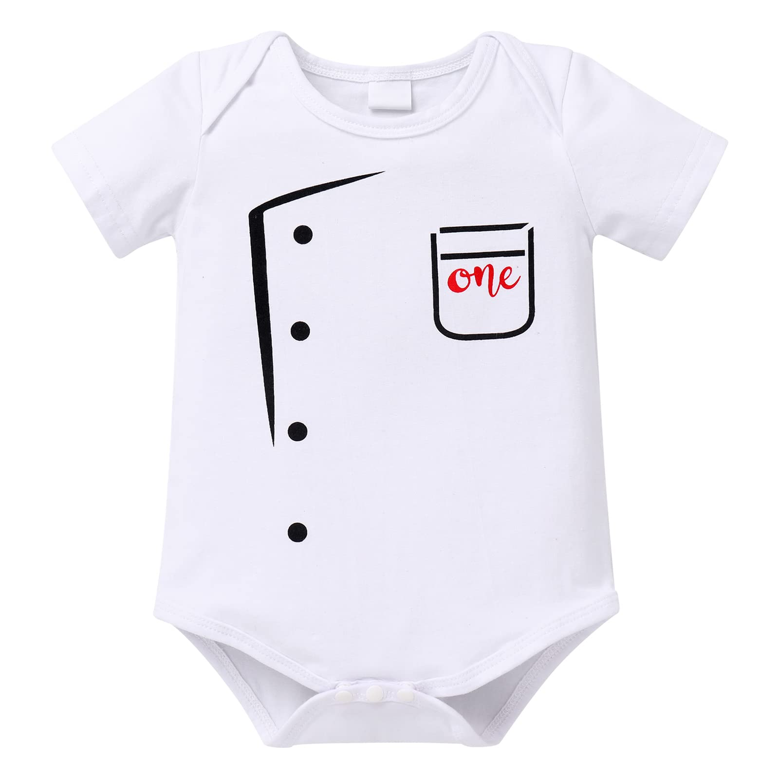 Baby Chef 4-Piece Bakers Outfits - Black White Plaid Chef Romper + Shorts + Bowtie + Hat (12-18 Months)