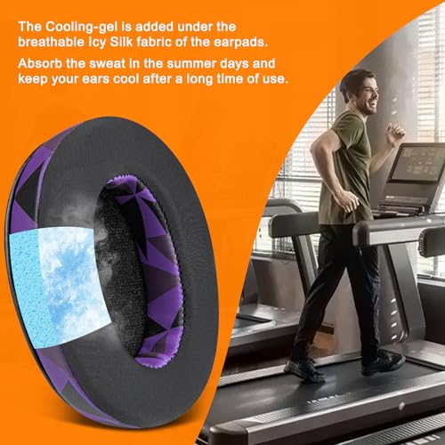 Image of SOULWIT Cooling Gel Earpads Cushions for Audio-Technica ATH M50X /M40X, HyperX Cloud /Alpha, SteelSeries Arctis, Ear Pads for Sony MDR-1ABT /1RBT /1RNC /7506, Turtle Beach Stealth 420X /600 - Purple Black