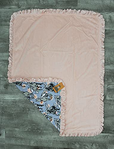 Image of Dear Baby Gear - Reversible Baby Blankets - Soft Nursery Blanket for Newborn - Toddler Blankey - Throw Blanket for Boys & Girls - Infant Blankets - 40x30 (Horse on Lavender Floral Print)