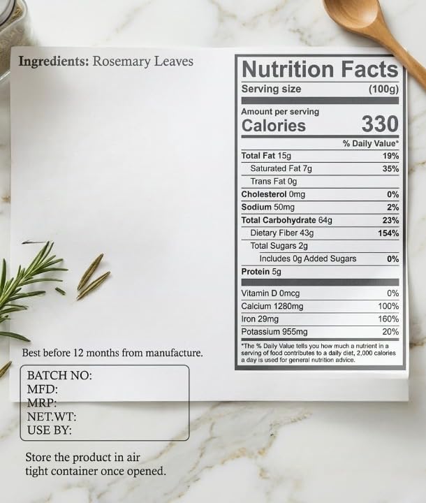 Rosemary Dried Leaf - 100 gm | Dried Rosemary Leaves for Hair, Food & Tea (100% Natural)