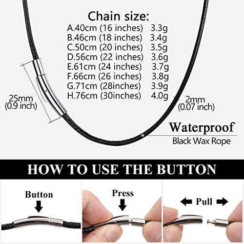 Richsteel 2Mm Black Wax Rope Braided Choker Leather Necklace For Men Women 16 Inch Snap Clasp #TOP4