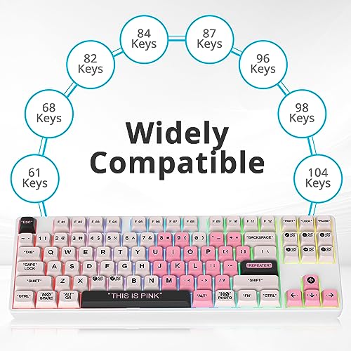 Image of Guffercty kred Cute PBT XDA Keycaps 144 Keys Pink Heart Custom Keycaps 75 Percent Keyboard Keys Caps with keycap Puller for Mechanical Keyboards (Pink Plastic)