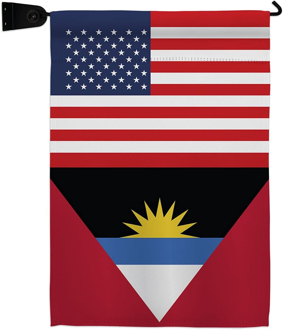 Antigua and Barbuda US Friendship Garden Flag Set Wall Holder Regional USA American Alliance World Country Particular Area Small Decorative Gift Yard House Banner Made In 13 X 18.5
