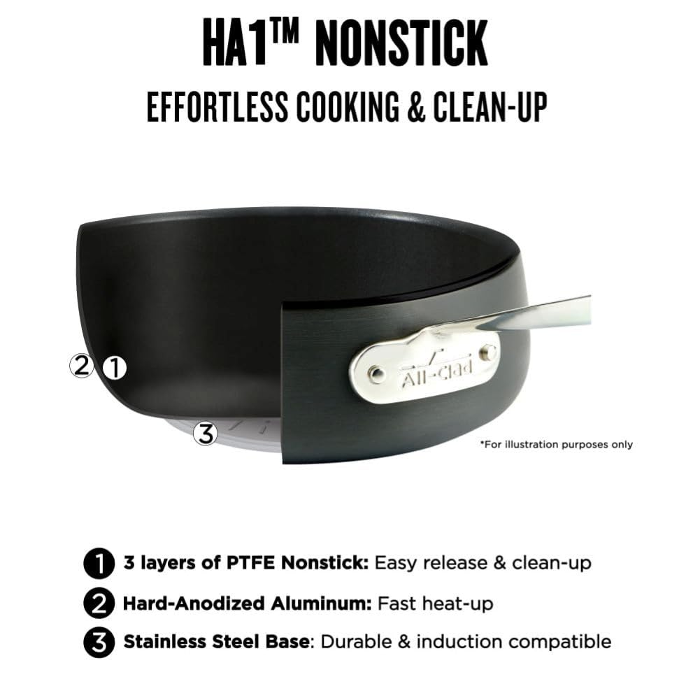 All-Clad HA1 Hard Anodized Nonstick (8-Piece) Pots and Pans Set Non Stick Cookware Sets, Oven Broiler Safe 500F, Black - 2