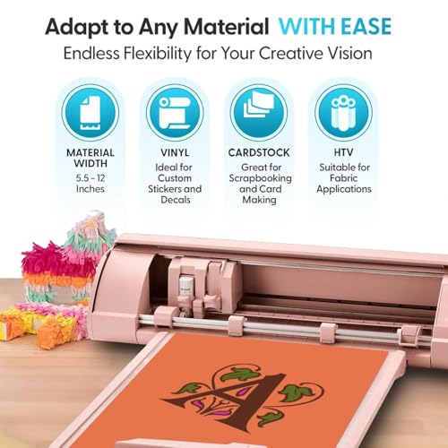 Image of Silhouette America Cameo 5 Alpha (α) Smart Cutting Machine, Matte Pink (Deluxe Bundle) - Includes Business Edition Software, 36 Vinyl Sheets, PixScan Mat, Tool Kit & 25 Free Designs