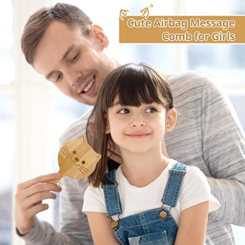 Bamboo Kids Detangling Hair Brush for Children Girls, Women - Cute Small Travel Brush with Cat Design - Image 4