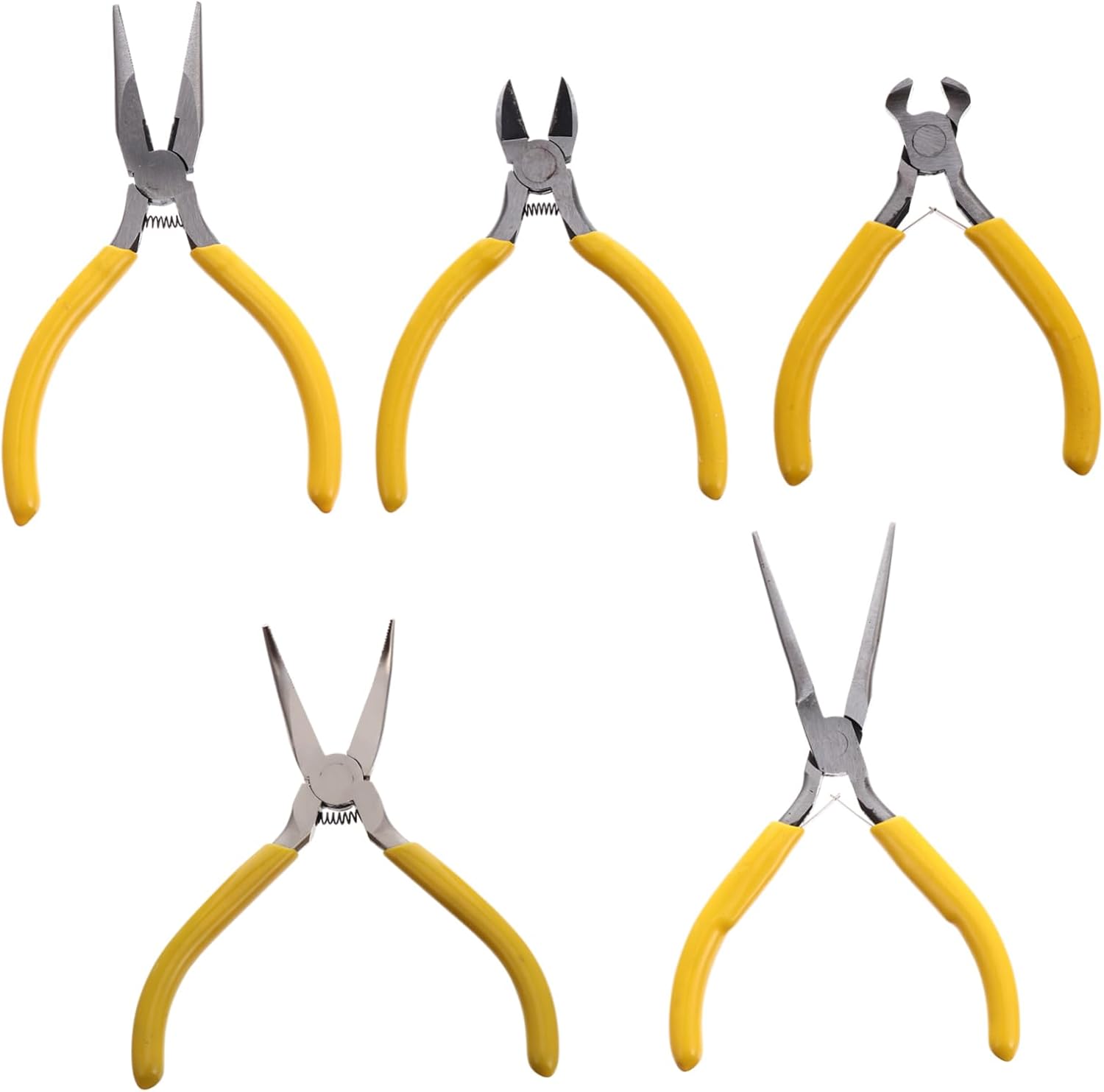 5pcs Mini Pliers for Jewelry Making Tools Including Needle Nose Bent Nose Diagonal End Cutting and Wire Pliers for Crafting and Beading