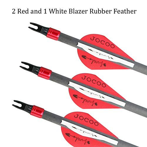 Jocoo 12 Pack 30 Inch Carbon Arrows, Hunting and Target Practice Arrows for Compound Bow and Recurve Bow, Spine 400 with Removable Tips - Thumbnail 6