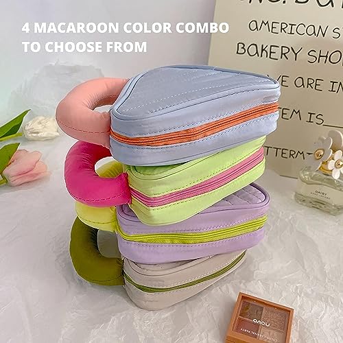 Image of House of Quirk Makeup Organizer Travel Cosmetics Toiletry Bag Macaroon-Colored with Handle (Grey)