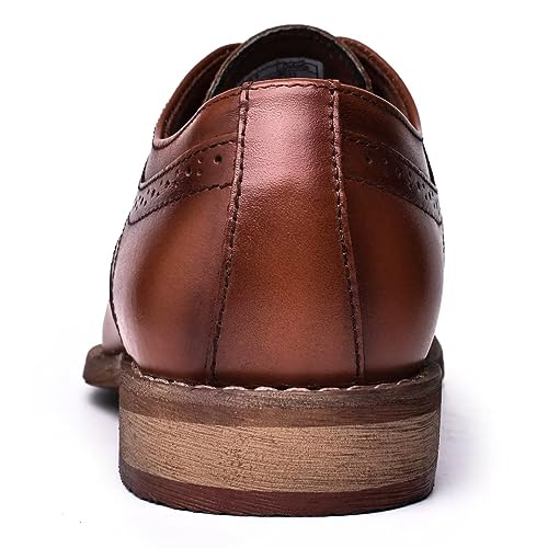 Image of Arkbird Men's Dress Shoes Modern Oxford Round Cap Toe Lace up Casual Formal Business Leather Derby Shoes, Brownish 9.5
