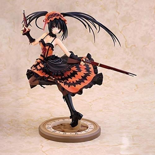 Wnmbmg Date A Live: Tokisaki Kurumi PVC Action Figure 23CM, Anime Pretty Girl Black Dress Equipped with Weapons Fighting Stance, Handmade Model Adult Toy Christmas Best Gift, Boxed