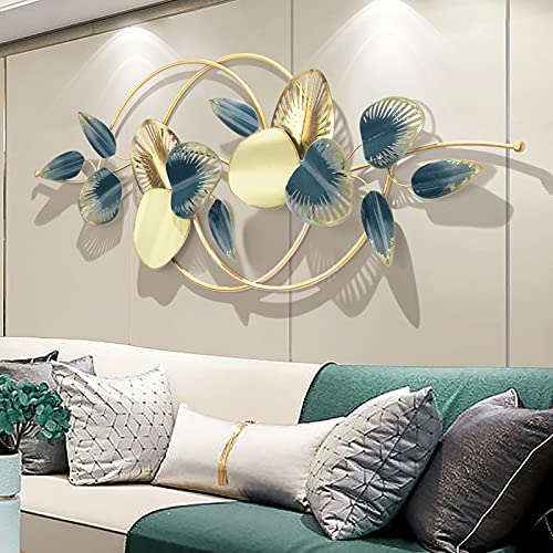 Fikujap 3D Metall Wanddeko Ginkgo Blätter - 127x44cm Wandbild Für Wohnzimmer